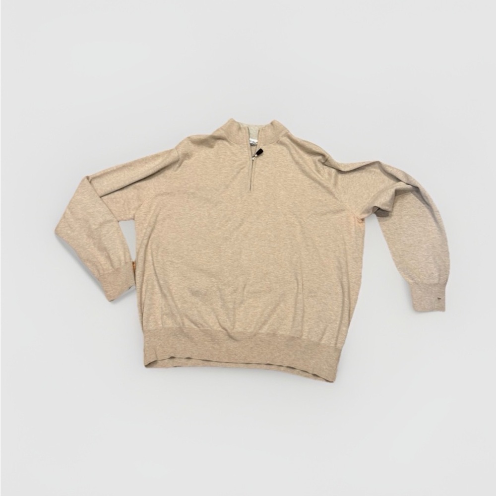 Peter Millar XL Crown 1/4 Zip Sweater Beige Cotton‎ Silk Cashmere Blend